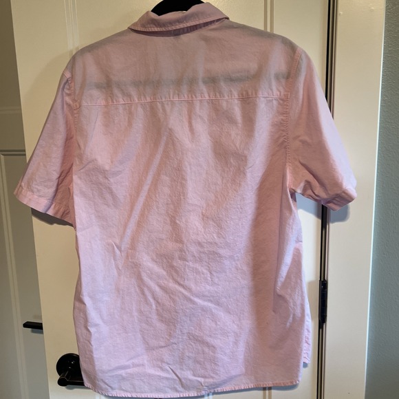 Men's H&M Divided Pink Button Down Short Sleeve Cotton Shirt Pocket Size M - Picture 4 of 4